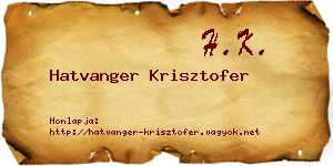 Hatvanger Krisztofer névjegykártya